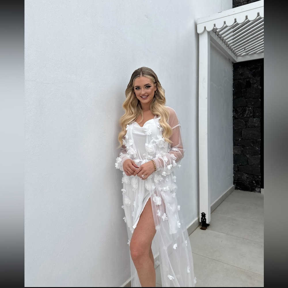 Custom Bridal Robe with 3D Flowers